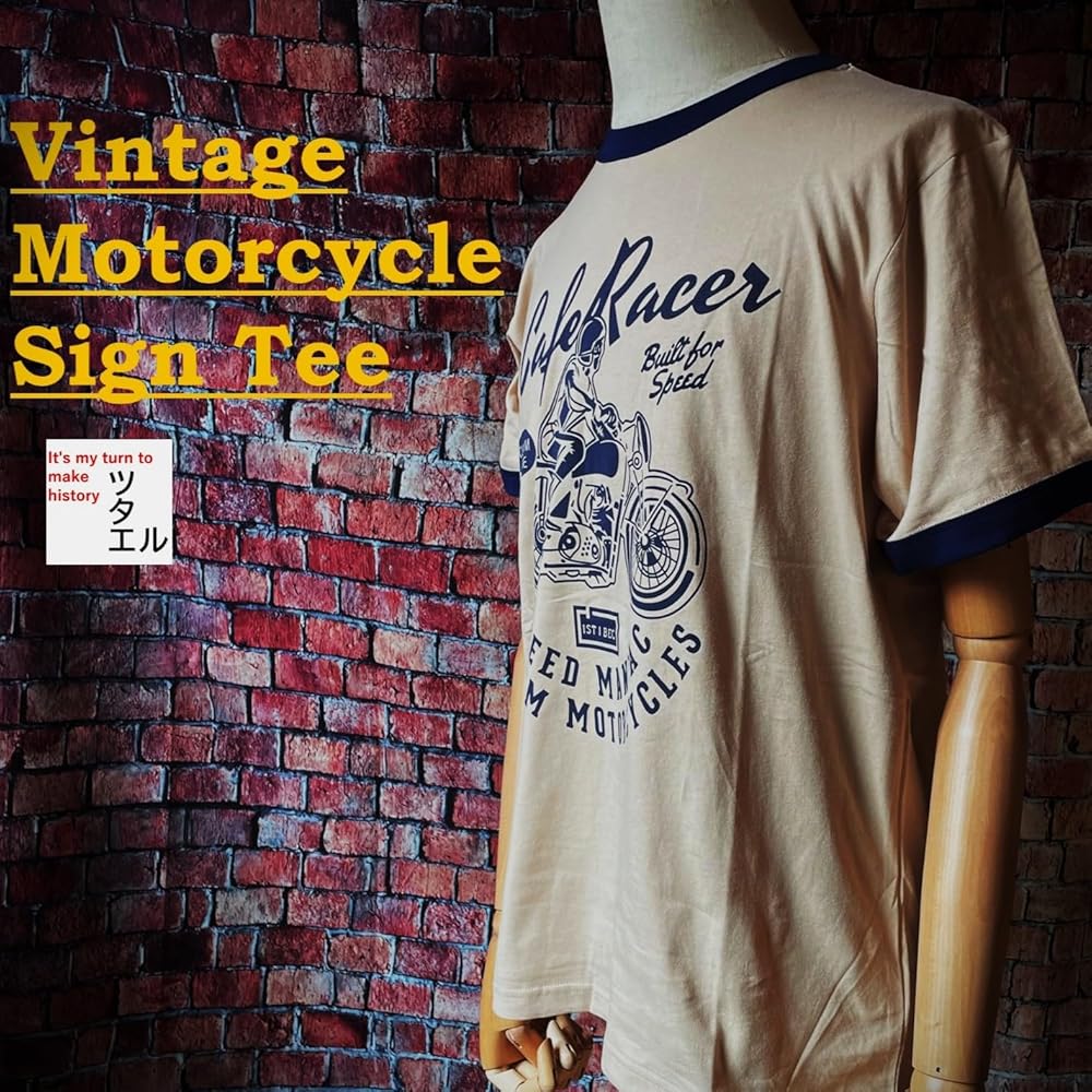 Amazon | 【ツタエル】Vintage Motorcycle Sign Tee アメリカン
